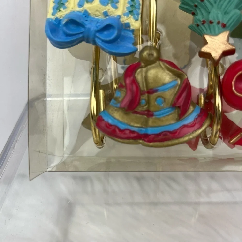 Set of 12 Christmas Shower Curtain Hooks Hand Painted Holiday Bathroom Decor